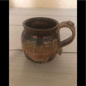 Olson signed pottery art stoneware coffee mug cup